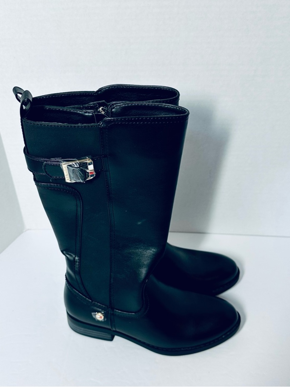 Tommy Hilfiger Girls MidCalf Black Side Zip Black  Boots Size 1 NWOT